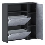 Mobile da Ingresso Nero Antracite Grigio Cemento 5 Paia 3 Ripiani 92x27x94h cm, 3 Ante - Scultore