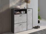 Mobile da Ingresso Nero Antracite Grigio Cemento 5 Paia 3 Ripiani 92x27x94h cm, 3 Ante - Scultore