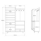 Mobile da Ingresso Nero Antracite Marrone Rovere 12 Ripiani Appendiabiti 147x36x196h cm, 4 Ante - Tignale