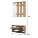 Mobile da Ingresso Nero Antracite Marrone Rovere Nodi Specchio Incluso 3 Ripiani 91.5x28x202h cm, Appendiabiti - Viggiano