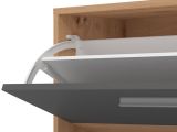 Mobile da Ingresso Nero Antracite Marrone Rovere Nodi Specchio Incluso 3 Ripiani 91.5x28x202h cm, Appendiabiti - Viggiano