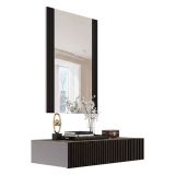 Mobile da Ingresso Nero Specchio Incluso Paia 80x42x97h cm, un Cassetto - Premolo
