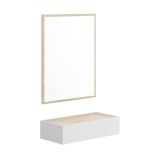 Mobile da ingresso piccolo con specchio e 1 cassetto bianco e rovere 33x16h cm - Astolfo
