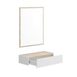 Mobile da ingresso piccolo con specchio e 1 cassetto bianco e rovere 33x16h cm - Astolfo