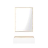 Mobile da ingresso piccolo con specchio e 1 cassetto bianco e rovere 33x16h cm - Astolfo