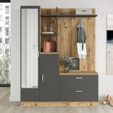 Mobile da ingresso porta scarpe 4 ante quercia e antracite 140x181h cm - Anumali