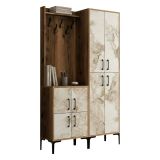 Mobile da ingresso rustico noce e bianco marmo 120x200h cm - Eufemia