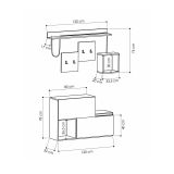 Mobile da ingresso sospeso 2 ante antracite e rovere 120x76h cm - Libeccio