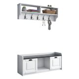 Mobile da ingresso sospeso 2 ante bianco e grigio 120x37h cm - Frank