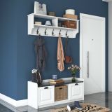 Mobile da ingresso sospeso 2 ante bianco e grigio 120x37h cm - Frank