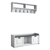Mobile da ingresso sospeso 2 ante bianco e grigio 120x37h cm - Frank