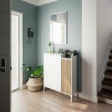 Mobile da ingresso sospeso 2 ante bianco e rovere 77x91h cm - Alambicco