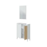 Mobile da ingresso sospeso 2 ante bianco e rovere 77x91h cm - Alambicco