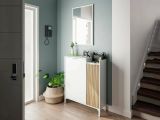Mobile da ingresso sospeso 2 ante bianco e rovere 77x91h cm - Alambicco