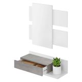 Mobile da ingresso sospeso con cassetto bianco e cemento 75x90h cm - Anro