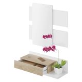 Mobile da ingresso sospeso con cassetto bianco lucido e noce 75x90h cm - Anro
