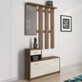 Mobile da ingresso sospeso con scarpiera bianco e quercia 100x190h cm - Garolfo