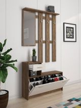 Mobile da ingresso sospeso con scarpiera bianco e quercia 100x190h cm - Garolfo