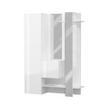 Mobile da ingresso Vilmaro, Armadietto multifunzione a 2 ante, Appendiabiti da parete con 2 specchi, 140x35h190 cm, Bianco