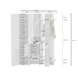 Mobile da ingresso Vilmaro, Armadietto multifunzione a 2 ante, Appendiabiti da parete con 2 specchi, 140x35h190 cm, Bianco