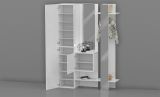 Mobile da ingresso Vilmaro, Armadietto multifunzione a 2 ante, Appendiabiti da parete con 2 specchi, 140x35h190 cm, Bianco