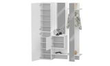 Mobile da ingresso Vilmaro, Armadietto multifunzione a 2 ante, Appendiabiti da parete con 2 specchi, 140x35h190 cm, Bianco