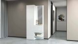Mobile da ingresso Vinicio, Armadietto multifunzione a 2 ante, Mobile multiuso con specchio, 90x35h190 cm, Bianco