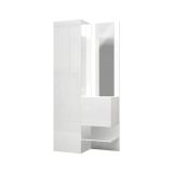 Mobile da ingresso Vinicio, Armadietto multifunzione a 2 ante, Mobile multiuso con specchio, 90x35h190 cm, Bianco