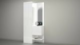 Mobile da ingresso Vinicio, Armadietto multifunzione a 2 ante, Mobile multiuso con specchio, 90x35h190 cm, Bianco