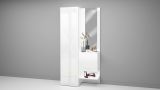 Mobile da ingresso Vinicio, Armadietto multifunzione a 2 ante, Mobile multiuso con specchio, 90x35h190 cm, Bianco