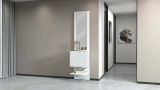 Mobile da ingresso Vitale, Armadietto multifunzione con specchio, Scarpiera a 1 anta, 45x35h190 cm, Bianco