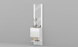 Mobile da ingresso Vitale, Armadietto multifunzione con specchio, Scarpiera a 1 anta, 45x35h190 cm, Bianco