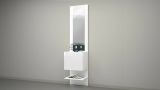 Mobile da ingresso Vitale, Armadietto multifunzione con specchio, Scarpiera a 1 anta, 45x35h190 cm, Bianco