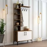 Mobile ingresso 2 ante legno e metallo noce e bianco 90x200h cm - Anja