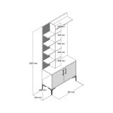 Mobile ingresso 2 ante legno e metallo noce e bianco 90x200h cm - Anja