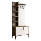 Mobile ingresso 2 ante legno e metallo noce e bianco 90x200h cm - Anja