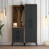 Mobile ingresso 4 ante noce e antracite 120x200h cm - Eufemia