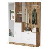 Mobile ingresso appendiabiti quercia e bianco 140x181h cm - Anumali