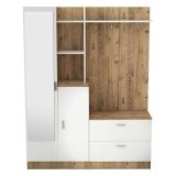 Mobile ingresso appendiabiti quercia e bianco 140x181h cm - Anumali