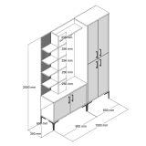 Mobile ingresso classico 4 ante noce e antracite 150x200h cm - Vivian