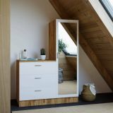 Mobile ingresso con 3 cassetti quercia e bianco 60x72h cm - Jaime