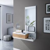 Mobile ingresso sospeso con cassetto bianco e rovere nodi 81x116h cm - Adina