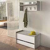 Mobile ingresso sospeso con cassetto cemento e bianco 90x46h cm - Actinolite