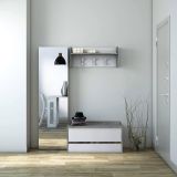 Mobile ingresso sospeso con cassetto cemento e bianco 90x46h cm - Actinolite