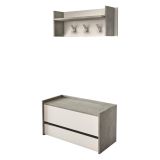 Mobile ingresso sospeso con cassetto cemento e bianco 90x46h cm - Actinolite