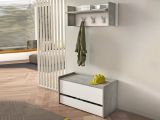 Mobile ingresso sospeso con cassetto cemento e bianco 90x46h cm - Actinolite