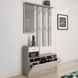 Mobile ingresso sospeso con scarpiera bianco e cemento 100x190h cm - Garolfo