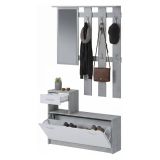 Mobile ingresso sospeso con scarpiera bianco e cemento 100x190h cm - Garolfo