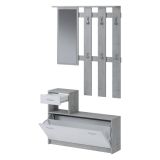 Mobile ingresso sospeso con scarpiera bianco e cemento 100x190h cm - Garolfo