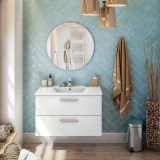 Mobile lavabo 2 cassetti 80x45x50h cm bianco lucido - Felix